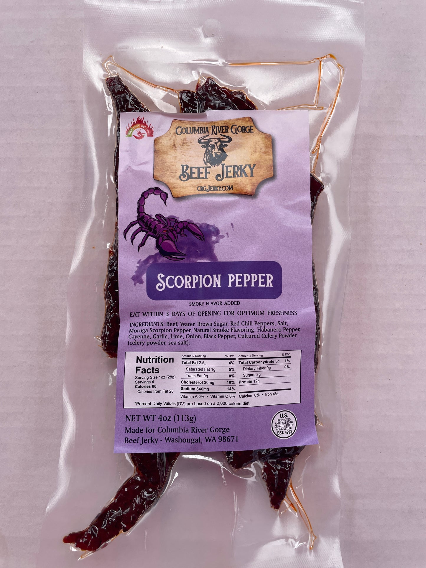 Scorpion Pepper Beef Jerky 4.0oz