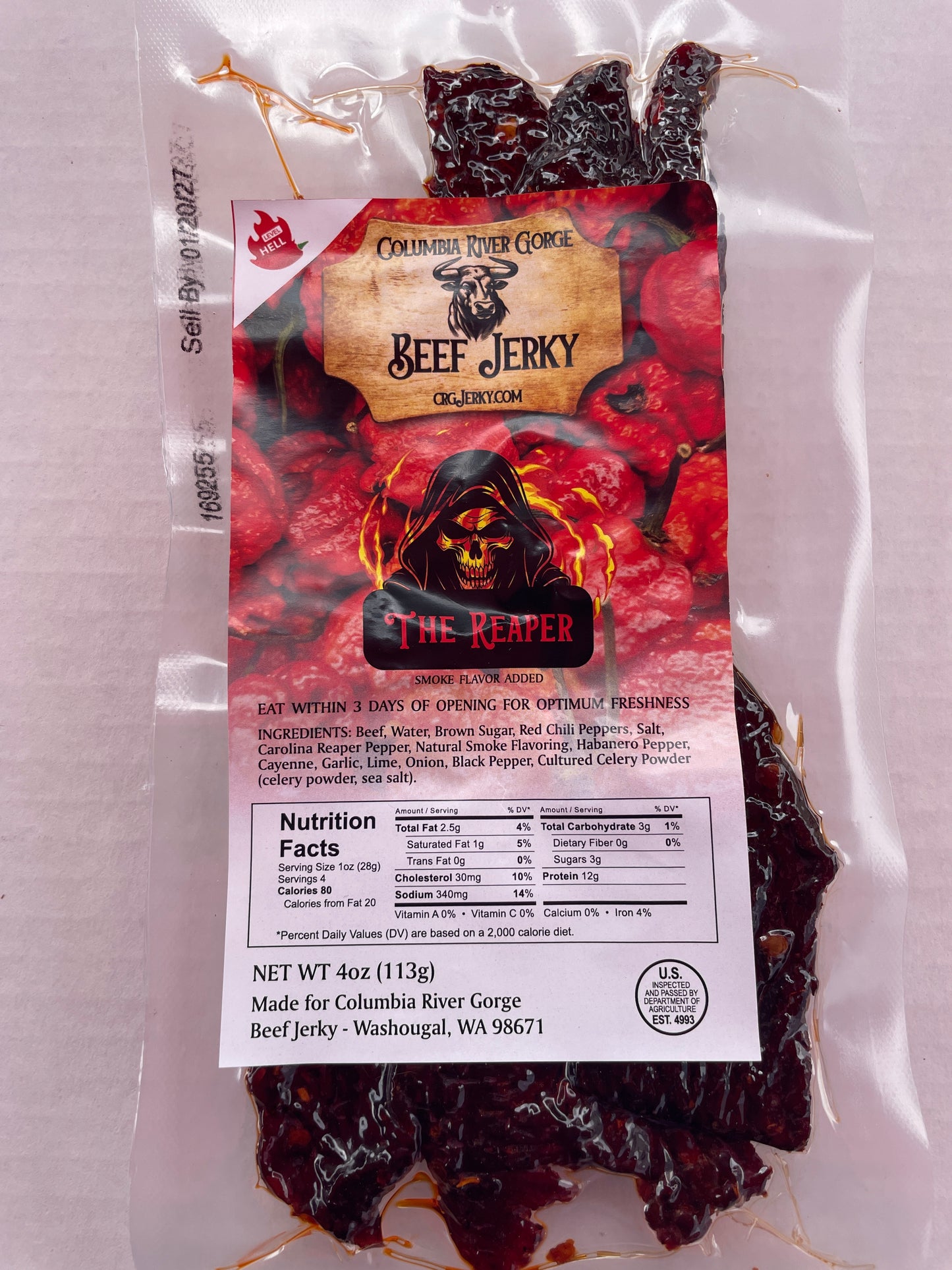 Carolina Reaper Beef Jerky 4.0oz